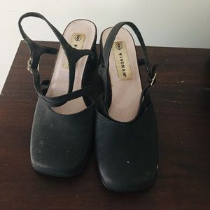 Windham size 8 black matte sling back heels